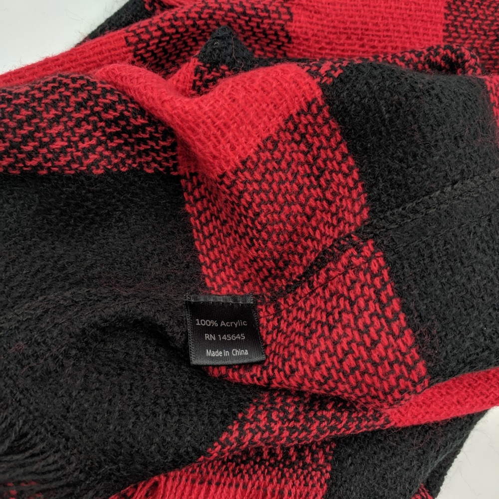 Classic Plaid Red & Black Infinity Scarf - Picture 3 of 3